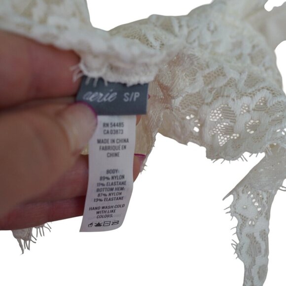 Aerie Cream Lace Bralette With Scalloped Hem‎ & Adjustable Straps Sz S/P - Picture 4 of 4